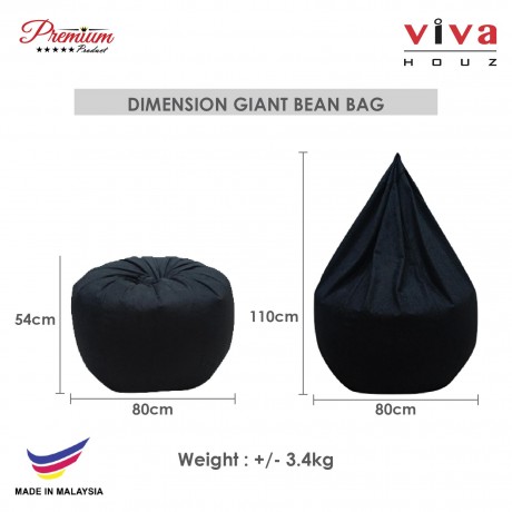 VIVA HOUZ - GIANT Bean Bag / Chair / Sofa, XXL Size (APPLE GREEN)