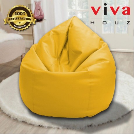 Viva Houz Indigo Bean Bag/Sofa/Chair, PU Leather, XXL Size (Yellow)