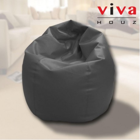 Viva Houz Indigo Bean Bag/Sofa/Chair, PU Leather, XXL Size (Black)
