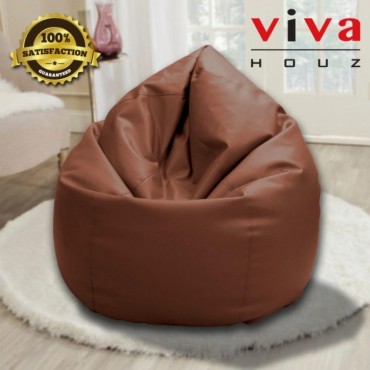 Viva Houz Indigo Bean Bag/Sofa/Chair, PU Leather, XXL Size (Dark Brown)