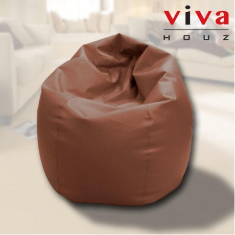 Viva Houz Indigo Bean Bag/Sofa/Chair, PU Leather, XXL Size (Dark Brown)