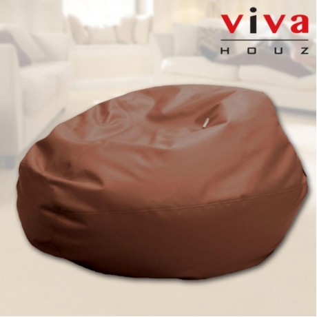 Viva Houz Indigo Bean Bag/Sofa/Chair, PU Leather, XXL Size (Dark Brown)
