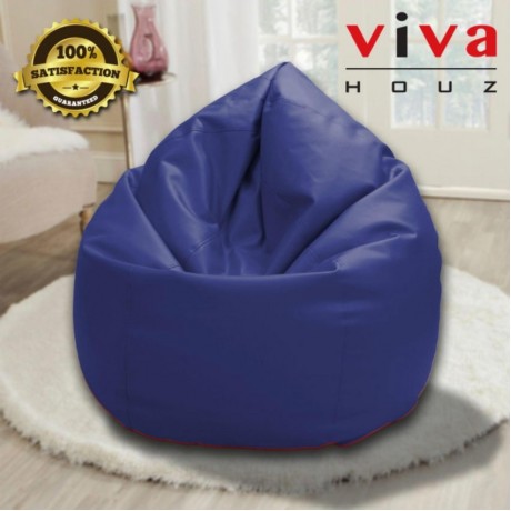 Viva Houz Indigo Bean Bag/Sofa/Chair, PU Leather, XXL Size (Navy Blue)
