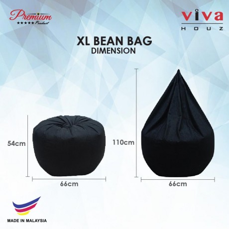 Viva Houz XL Bean Bag Chair Sofa (Grey)