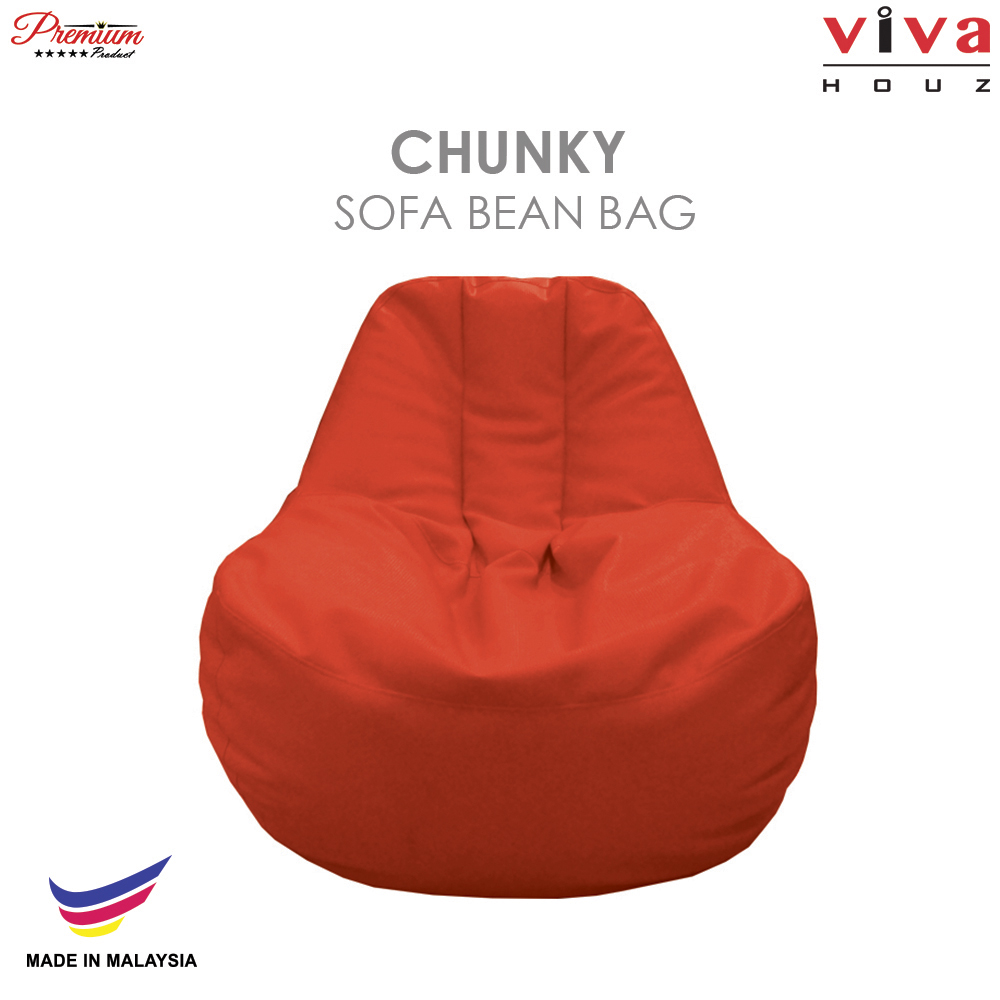 Viva Houz Chunky Sofa Bean Bag Chair Soft Chequered Pu Leather Viva Houz Chunky Sofa Bean Bag Chair Soft Chequered Pu Leather Cover Tangerine Orange