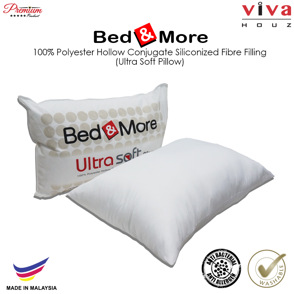 Viva Houz : Bed & More 100% Virgin Polyester Hollow Conjugate Siliconized Fibre Filling, Ultra Soft Pillow, Made in Malaysia Viva Houz : Bed & More 100% Virgin Polyester Hollow Conjugate Siliconized Fibre Filling, Ultra Soft Pillow, Made in Malaysia