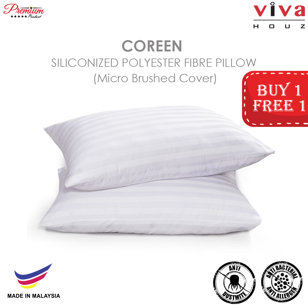 Viva Houz Buy One Free One Coreen Siliconized Polyester Fibre Pillow, Micro Brushed Fabric Cover Viva Houz Buy One Free One Coreen Siliconized Polyester Fibre Pillow, Micro Brushed Fabric Cover