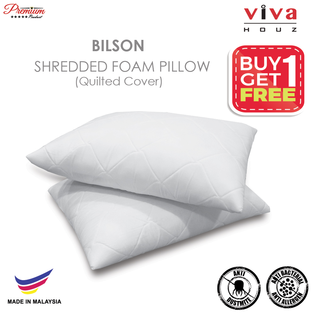 Viva Houz Buy One Free One Bilson Shredded Foam Pillow, Quilted Cover Viva Houz Buy One Free One Bilson Shredded Foam Pillow, Quilted Cover