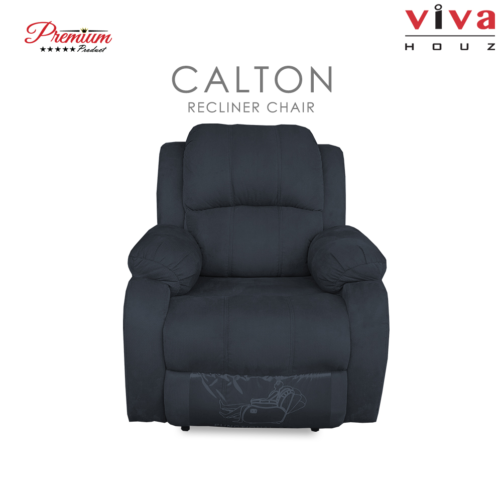 Viva Houz Calton Single Seat Recliner Chair / Sofa, Full Fabric Cover (Dark Grey) Viva Houz Calton Single Seat Recliner Chair / Sofa, Full Fabric Cover (Dark Grey)