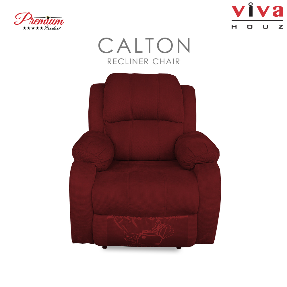 Viva Houz Calton Single Seat Recliner Chair / Sofa, Full Fabric Cover (Maroon) Viva Houz Calton Single Seat Recliner Chair / Sofa, Full Fabric Cover (Maroon)