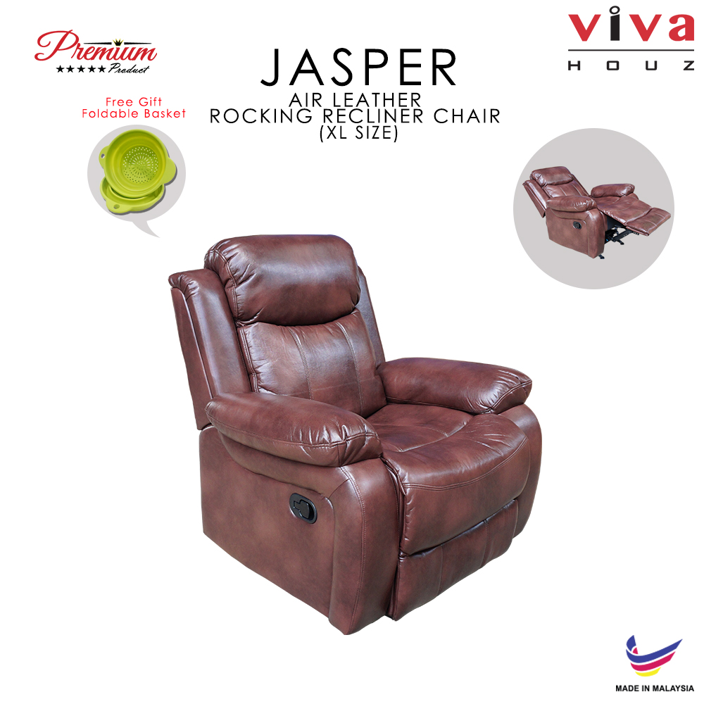 Viva Houz Jasper Single Seat Recliner Chair / Sofa With Rocking, Air Leather Mechanism, Dark Brown Viva Houz Jasper Single Seat Recliner Chair / Sofa With Rocking, Air Leather Mechanism, Dark Brown