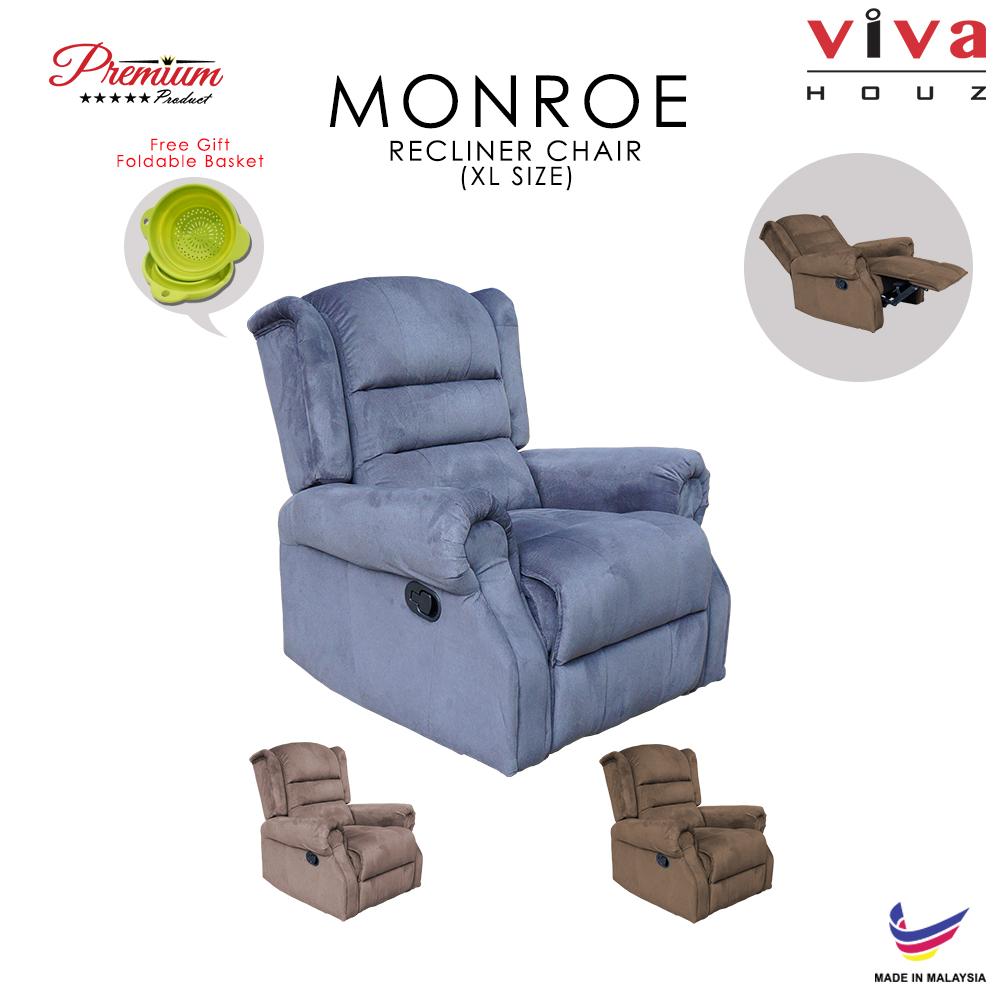 Viva Houz Monroe Single Seat Recliner Chair, Sofa, Full Fabric Cover (Dark Grey) Viva Houz Monroe Single Seat Recliner Chair, Sofa, Full Fabric Cover (Dark Grey)
