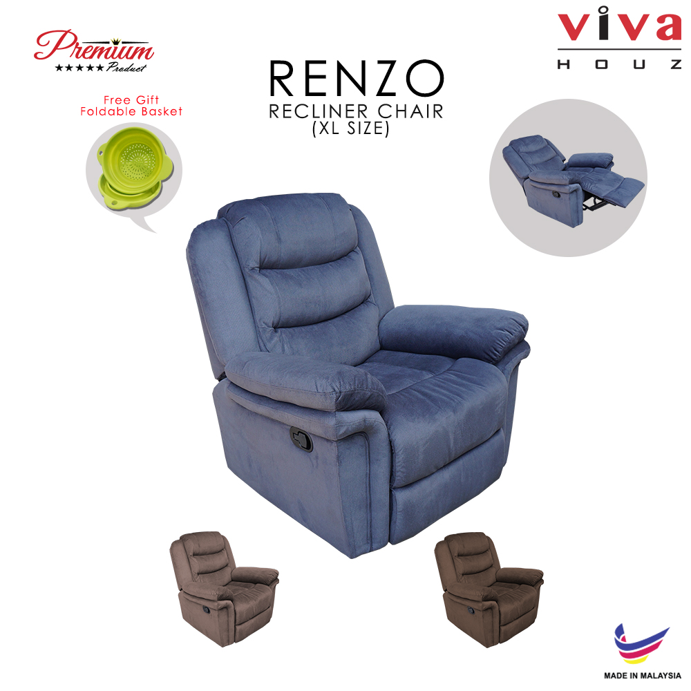 Viva Houz Renzo Single Seat Recliner Chair, Sofa, Full Fabric Cover (Dark Grey) Viva Houz Renzo Single Seat Recliner Chair, Sofa, Full Fabric Cover (Dark Grey)