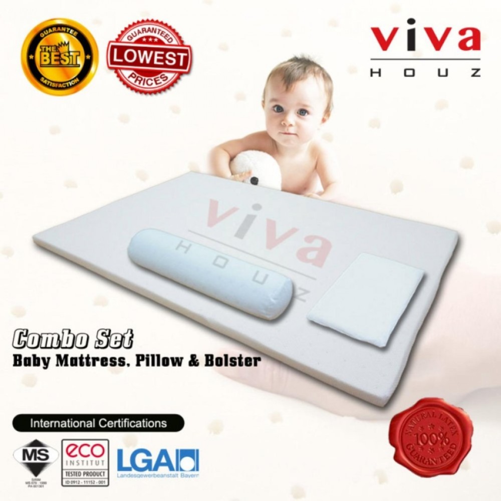 Viva Houz Sweetie Baby/Child Mattress, Pillow And Bolster (OEM), 100% Guaranteed Pure Latex, Sirim Certified, Made in Malaysia Viva Houz Sweetie Baby/Child Mattress, Pillow And Bolster (OEM), 100% Guaranteed Pure Latex, Sirim Certified, Made in Malaysia
