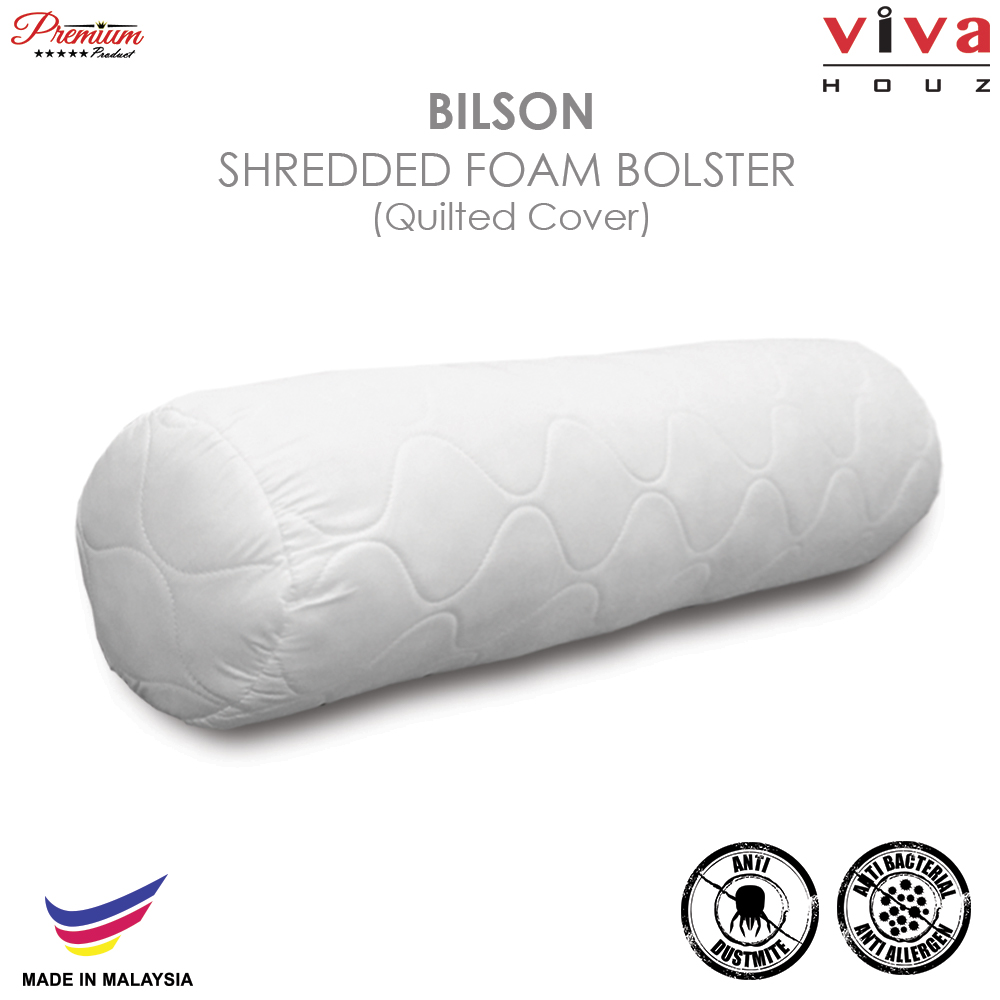 Viva Houz Bilson Shredded Foam Bolster/Pillow, Quilted Cover , Size (L90cm x Ø20cm) Viva Houz Bilson Shredded Foam Bolster/Pillow, Quilted Cover , Size (L90cm x Ø20cm)