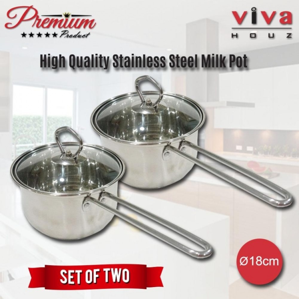 Viva Houz, Heavy Duty Ø18cm , Cooking Pot with Tempered Glass Lid (Set of 2) Viva Houz, Heavy Duty Ø18cm , Cooking Pot with Tempered Glass Lid (Set of 2)