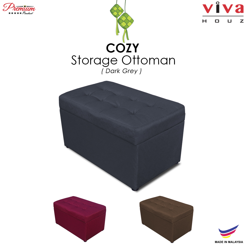 RAYA HOT SELLING : VIVA HOUZ - COZY Storage Ottoman (Grey) RAYA HOT SELLING : VIVA HOUZ - COZY Storage Ottoman (Grey)
