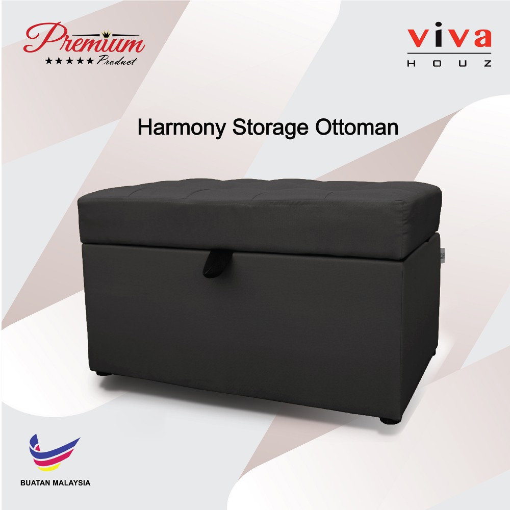 Viva Houz Harmony Storage Ottoman Pouffe Bench Sofa Grey Viva Houz Harmony Storage Ottoman Pouffe Bench Sofa Grey
