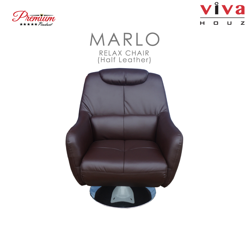 Viva Houz Marlo 360 Degree Swivel Relax Chair, Half Leather (Dark Brown) Viva Houz Marlo 360 Degree Swivel Relax Chair, Half Leather (Dark Brown)