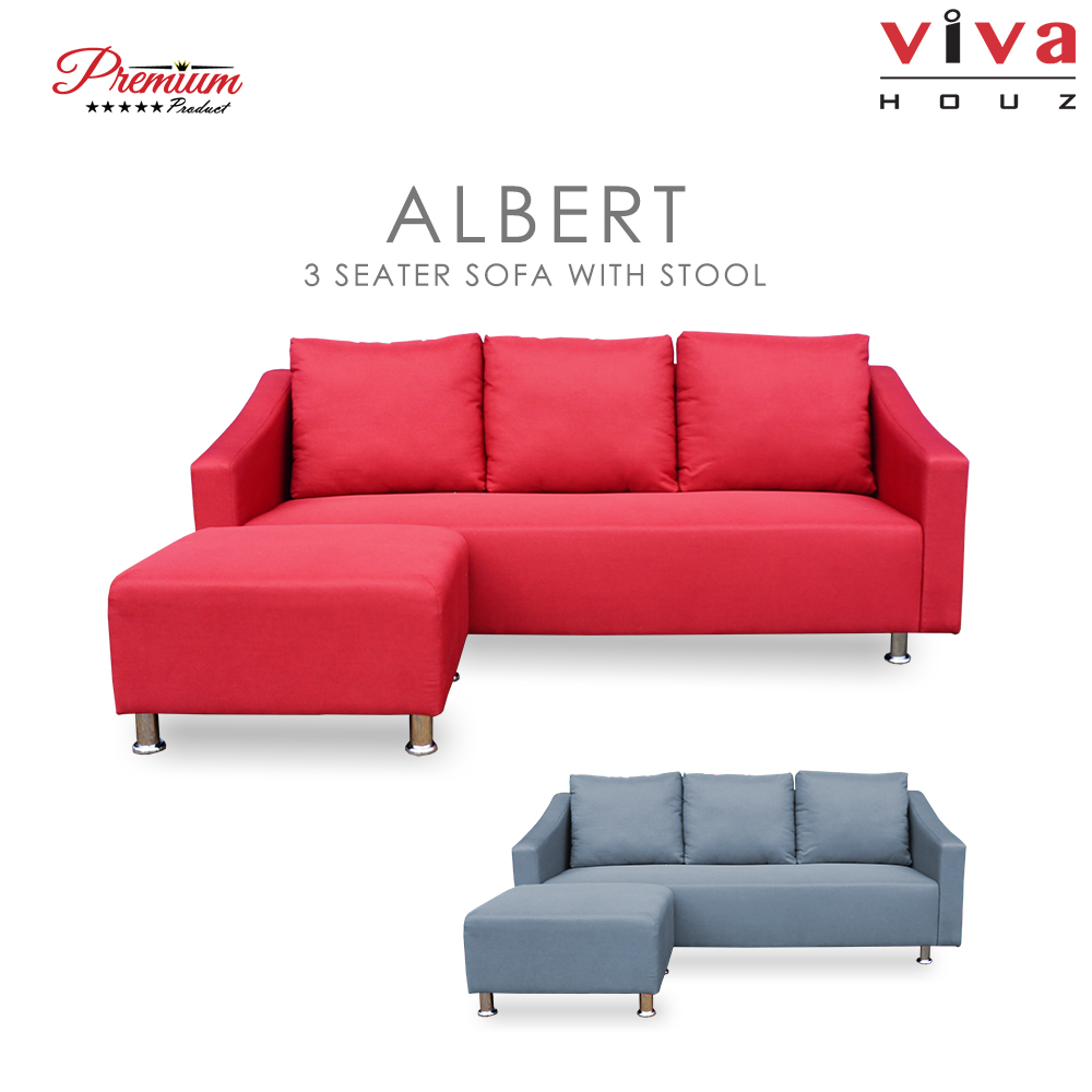 Viva Houz Albert Sofa, 3 Seater Sofa With Stool, L Shape Sofa, Living Room Sofa, Sectional Sofa (Lust Red) Viva Houz Albert Sofa, 3 Seater Sofa With Stool, L Shape Sofa, Living Room Sofa, Sectional Sofa (Lust Red)