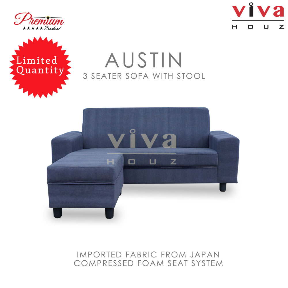 Viva Houz Austin 3 Seater Sofa With Stool, L Shape Sofa, Living Room Sofa, Sectional Sofa (Dark Grey) Viva Houz Austin 3 Seater Sofa With Stool, L Shape Sofa, Living Room Sofa, Sectional Sofa (Dark Grey)