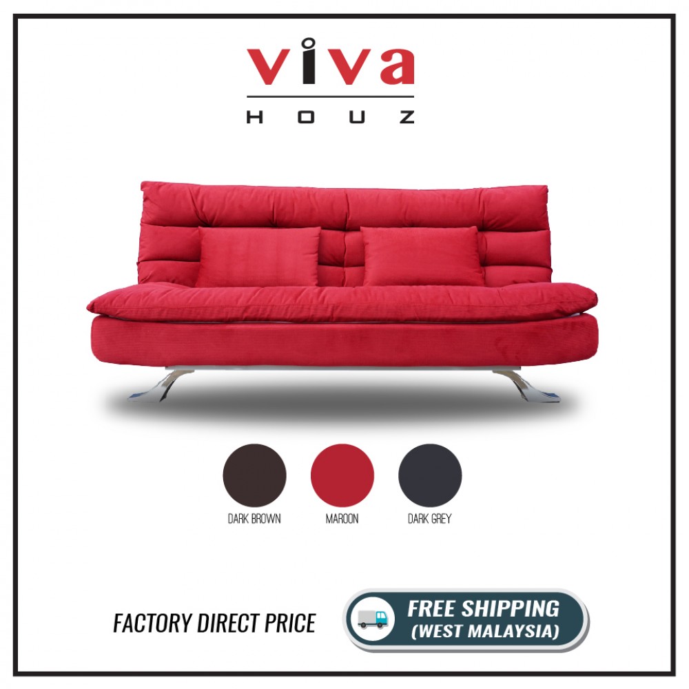Viva Houz Helena 3 Seater Sofa Bed / Sofa, Full Fabric Removable Cover (Maroon) Viva Houz Helena 3 Seater Sofa Bed / Sofa, Full Fabric Removable Cover (Maroon)