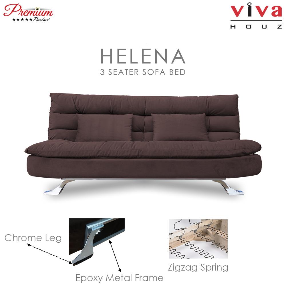 Viva Houz Helena 3 Seater Sofa Bed / Sofa, Full Fabric Removable Cover (Dark Brown) Viva Houz Helena 3 Seater Sofa Bed / Sofa, Full Fabric Removable Cover (Dark Brown)