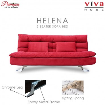 Viva Houz Helena 3 Seater Sofa Bed / Sofa, Full Fabric Removable Cover (Maroon)