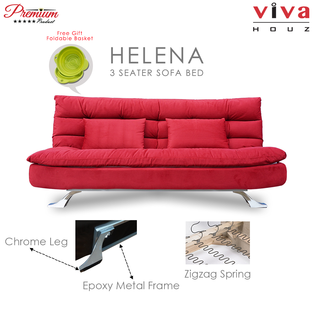 Viva Houz Helena 3 Seater Sofa Bed / Sofa, Full Fabric Removable Cover (Maroon) Viva Houz Helena 3 Seater Sofa Bed / Sofa, Full Fabric Removable Cover (Maroon)