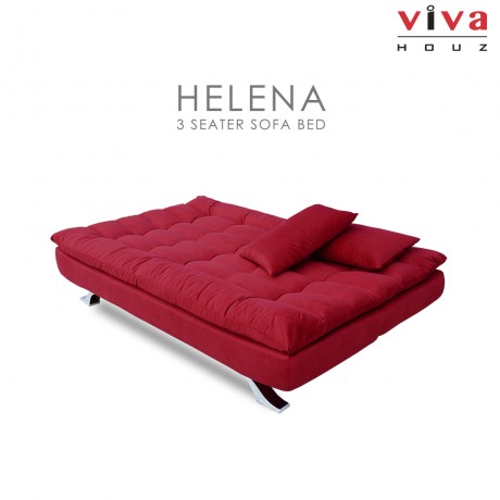 Viva Houz Helena 3 Seater Sofa Bed / Sofa, Full Fabric Removable Cover (Maroon)