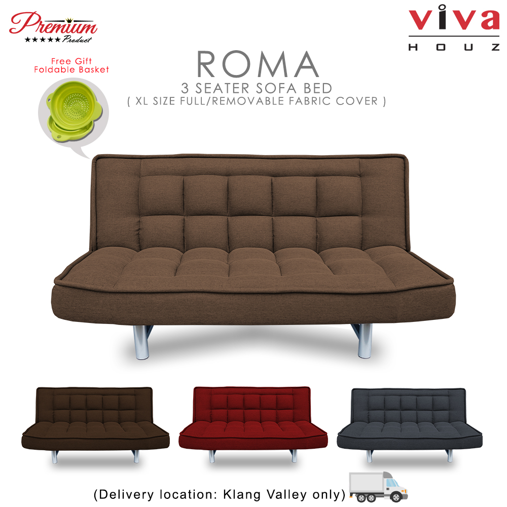 Viva Houz ROMA 3 Seater Sofa Bed, Sofa, Bed, Full Fabric With Removable Cover (Light Brown) Viva Houz ROMA 3 Seater Sofa Bed, Sofa, Bed, Full Fabric With Removable Cover (Light Brown)