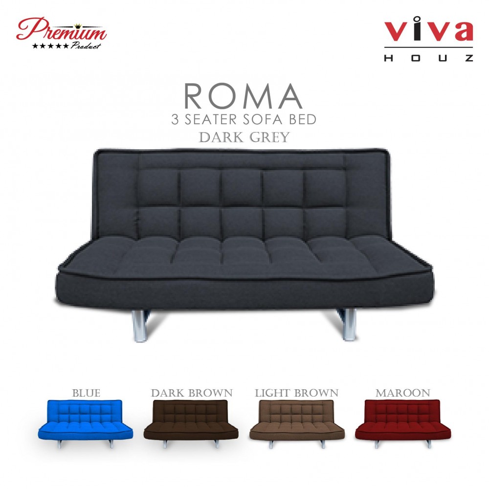 Viva Houz ROMA 3 Seater Sofa Bed, Sofa, Bed, Full Fabric With Removable Cover (Dark Grey) Viva Houz ROMA 3 Seater Sofa Bed, Sofa, Bed, Full Fabric With Removable Cover (Dark Grey)