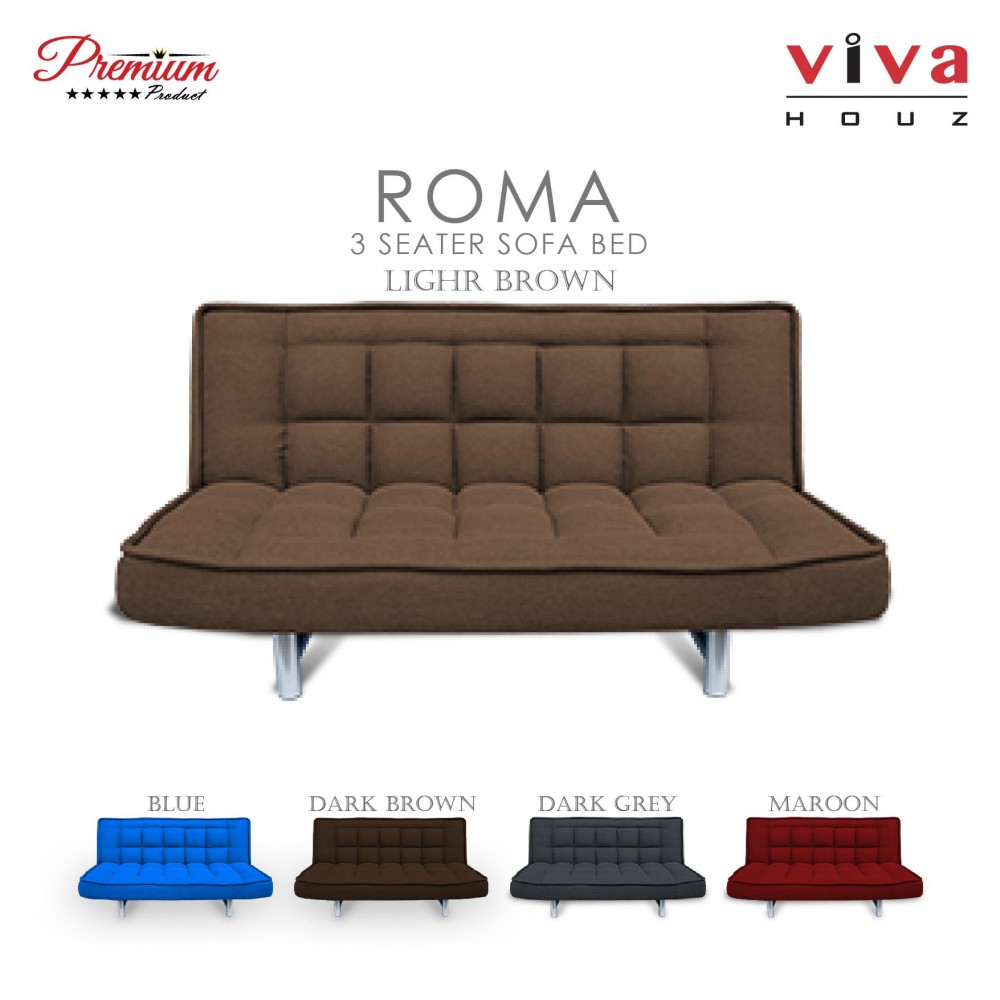 Viva Houz ROMA 3 Seater Sofa Bed, Sofa, Bed, Full Fabric With Removable Cover (Light Brown) Viva Houz ROMA 3 Seater Sofa Bed, Sofa, Bed, Full Fabric With Removable Cover (Light Brown)
