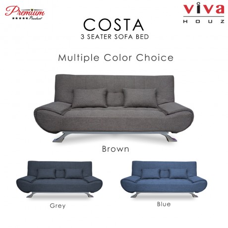 Viva Houz COSTA 3 Seater Sofa Bed, Sofa, Bed (Blue)