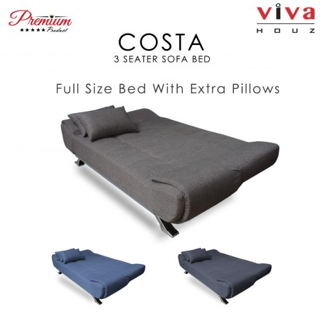 Viva Houz COSTA 3 Seater Sofa Bed, Sofa, Bed (Blue)