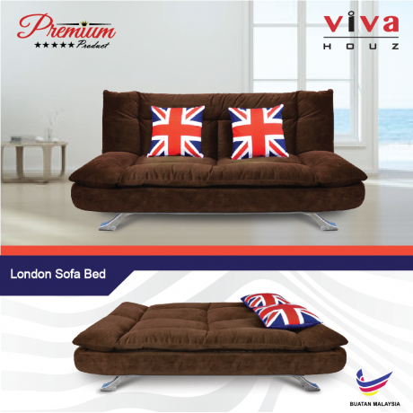 Viva Houz London Premium Quality Sofa Bed  3 Seater Sofa Dark Brown Made In Malaysia 