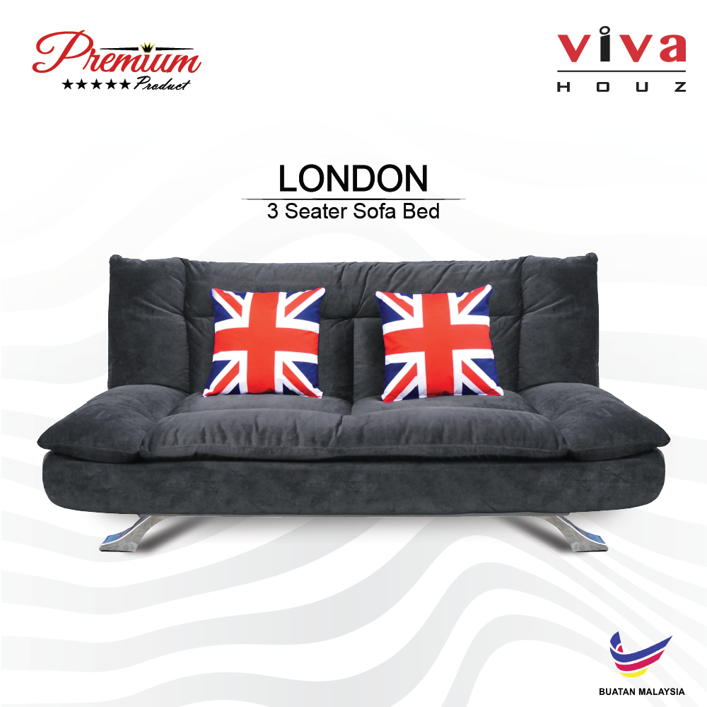 Viva Houz London Premium Quality Sofa Bed 3 Seater Sofa Grey Made In Malaysia Viva Houz London Premium Quality Sofa Bed 3 Seater Sofa Grey Made In Malaysia