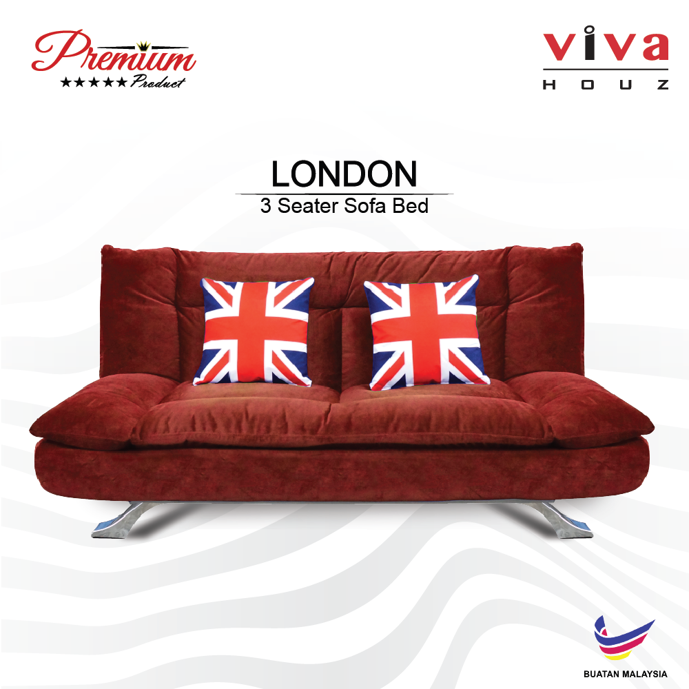 Viva Houz London Premium Quality Sofa Bed 3 Seater Sofa Maroon Made In Malaysia Viva Houz London Premium Quality Sofa Bed 3 Seater Sofa Maroon Made In Malaysia