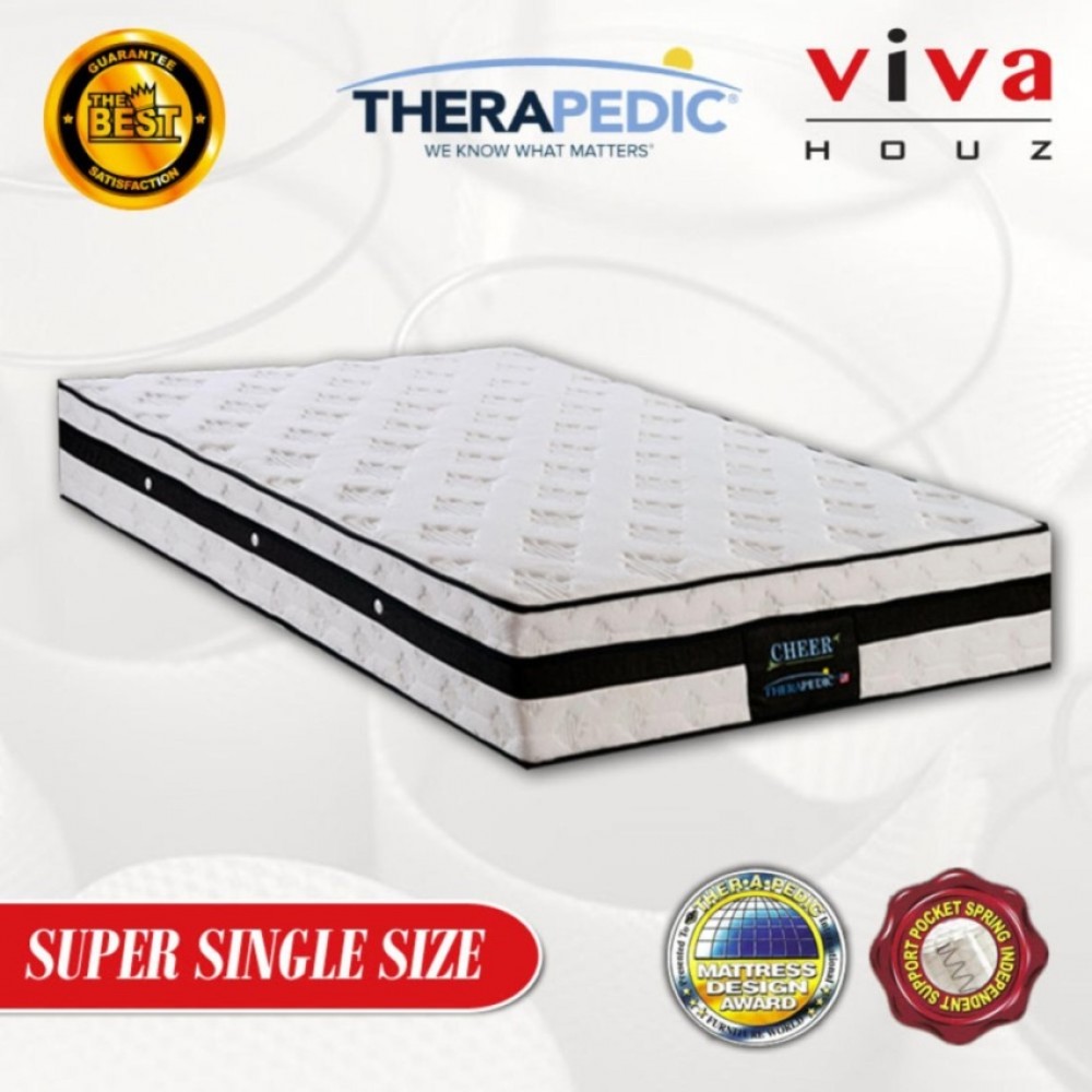 Therapedic, USA, Cheer 3 Zones Pocketed Spring Luxurious Mattress, 25cm / 10 (Super Single) Therapedic, USA, Cheer 3 Zones Pocketed Spring Luxurious Mattress, 25cm / 10 (Super Single)