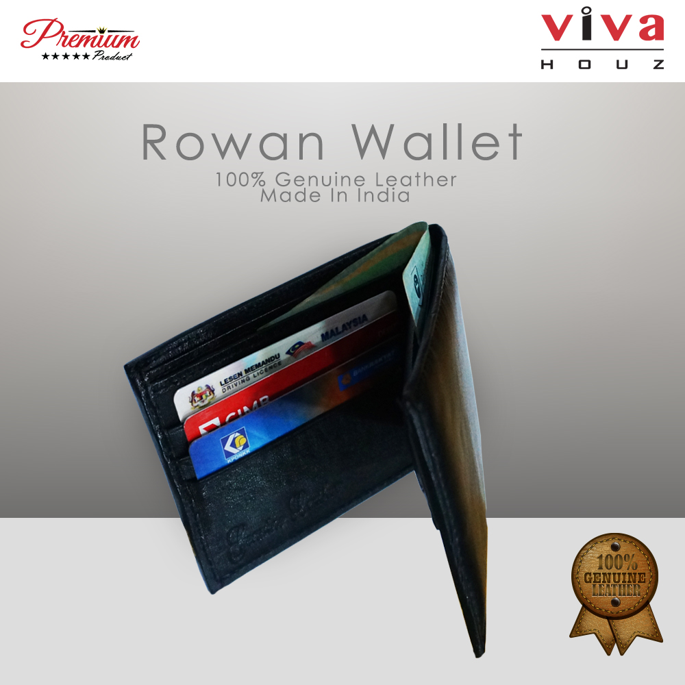 Viva Houz Rowan Mens Handmade 100% Genuine Leather Wallet, Credit/ID Card Holder with Coin / SD Card Pocket (Black) Viva Houz Rowan Mens Handmade 100% Genuine Leather Wallet, Credit/ID Card Holder with Coin / SD Card Pocket (Black)