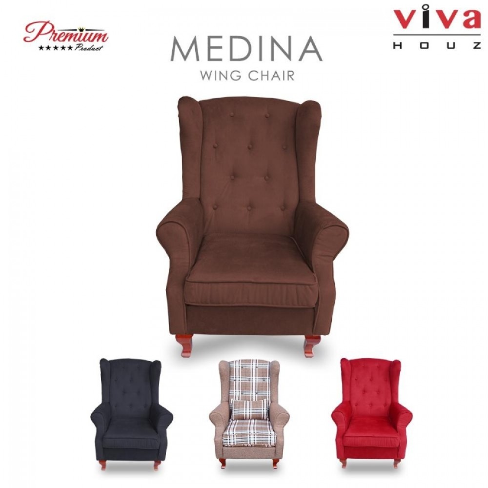 Viva Houz Medina Wing Chair / Sofa / Arm Chair Full Fabric Removable Seat Cover (Chestnut Brown) Viva Houz Medina Wing Chair / Sofa / Arm Chair Full Fabric Removable Seat Cover (Chestnut Brown)